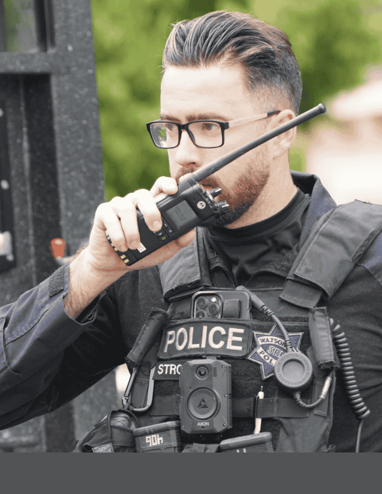 WPD Officer on the radio during an operation 