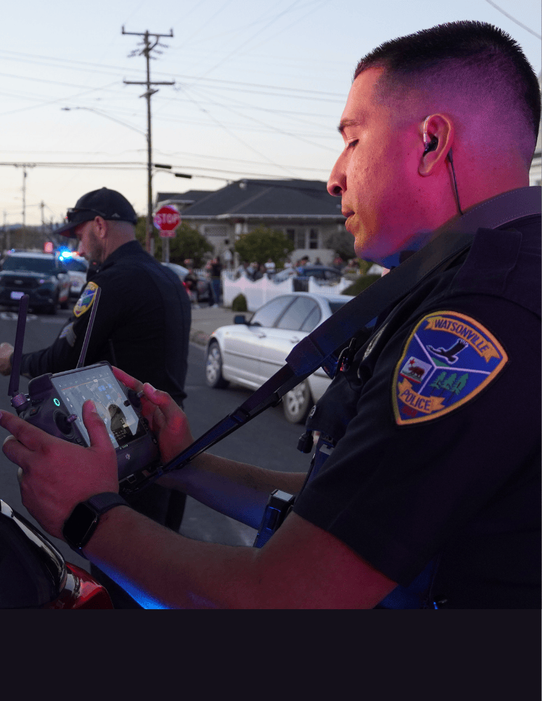 Officer flying a drone 