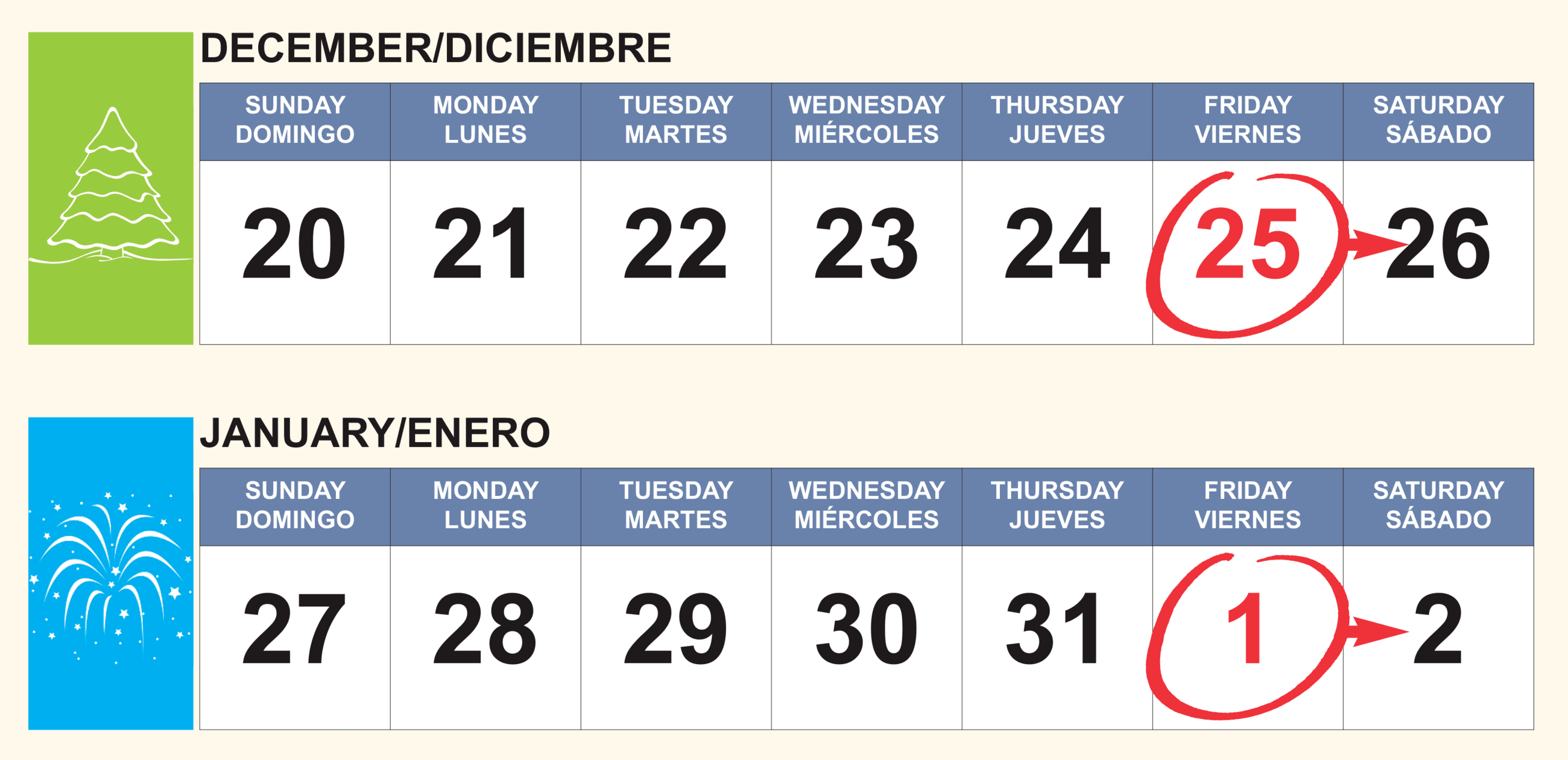 COW Holiday Schedule 2021