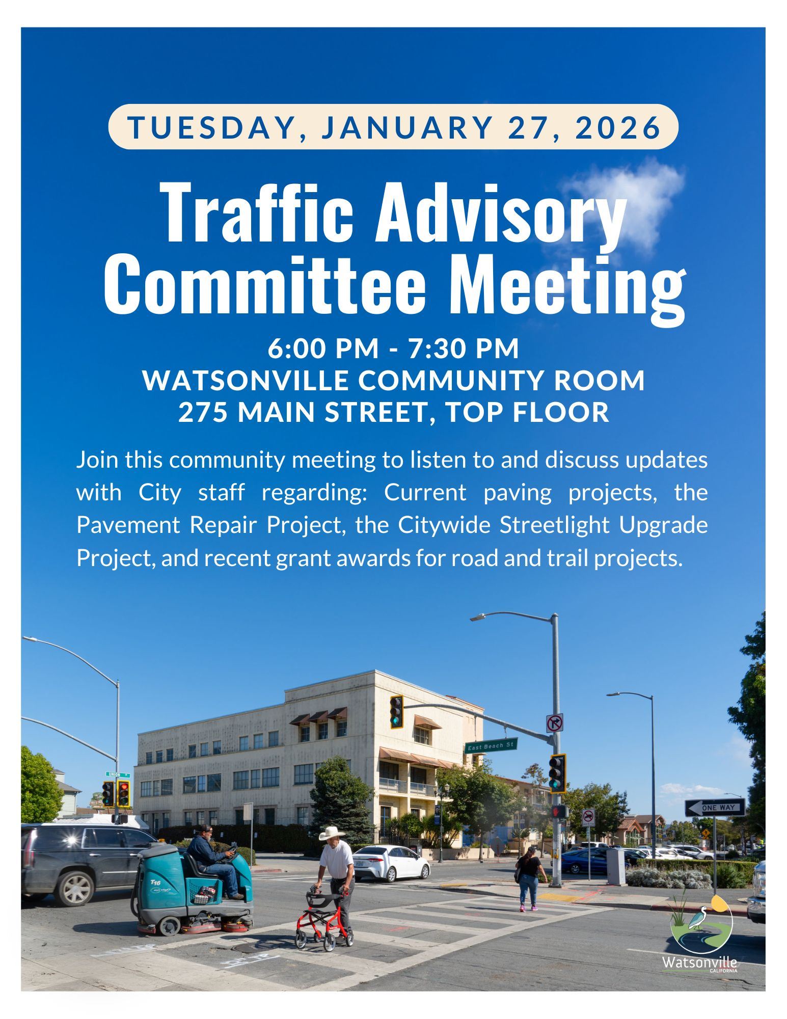 Flyer for the January 27 2026 Traffic Advisory Committee Meeting