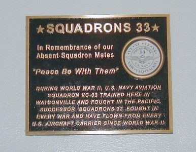Squadrons 33 In Remembrance of our Absent Squadron Mates Plaque